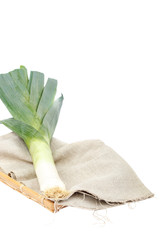 Fresh leek onion isolated on white background