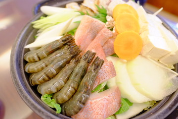 Japanese Okinawa Ryukyu style seafood hot pot dinner 