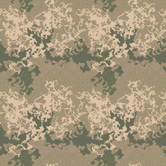 Military camouflage seamless pattern in green, beige and brown colors