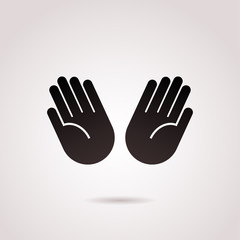 Hand vector icon on white background.