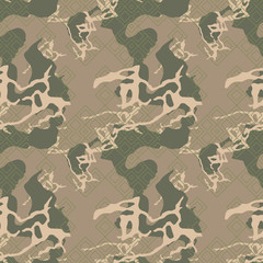 Military camouflage seamless pattern in green, beige and brown colors