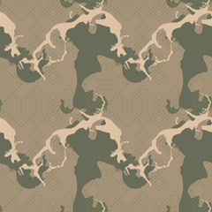 Military camouflage seamless pattern in green, beige and brown colors
