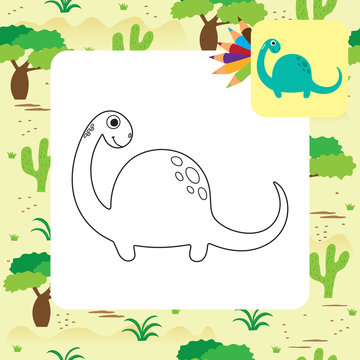 Cute cartoon Dino coloring book