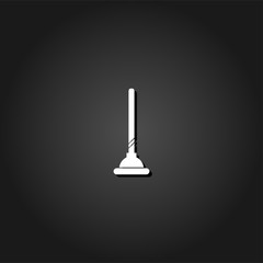 Toilet Plunger icon flat. Simple White pictogram on black background with shadow. Vector illustration symbol