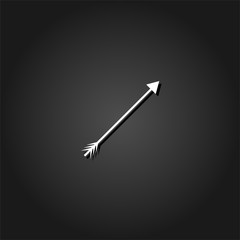 Arrow icon flat. Simple White pictogram on black background with shadow. Vector illustration symbol