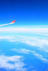 Fototapeta na wymiar Beautiful blue sky and white cloud view from the plane in Japan Okinawa