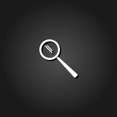 Search icon flat. Simple White pictogram on black background with shadow. Vector illustration symbol
