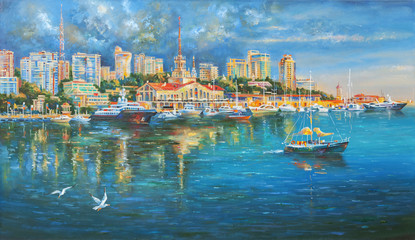  Seaport of Sochi. Author: An oil painting on canvas. Nikolay Sivenkov.