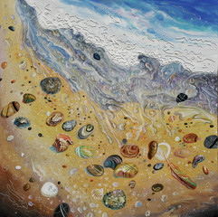 Artwork. Seashells on the beach. Author: Nikolay Sivenkov.