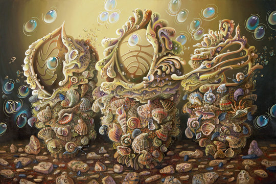  Artwork. Sea opus. Surreal underwater image composed of seashells. Author: Nikolay Sivenkov.