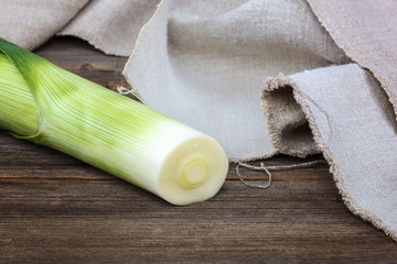 Onion green fresh on a wooden background
