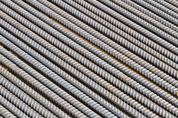 Metal armature rods. Rebar for concrete construction work