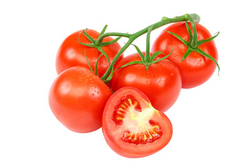 Fresh red tomatoes isolated on white background