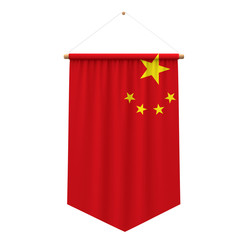 China flag cloth hanging banner. 3D Rendering