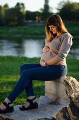 Obraz premium beautiful portrait pregnant woman 