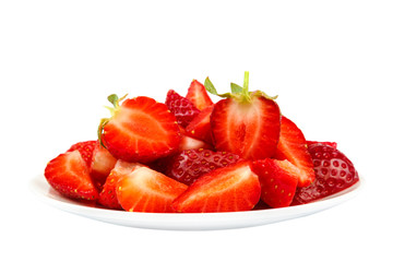 Fruits of strawberries isolated on white background