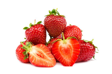 Fruits of strawberries isolated on white background