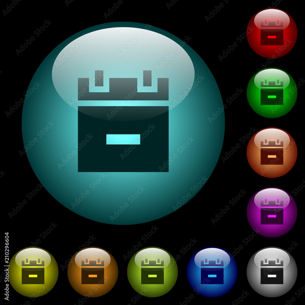 Poster remove schedule item icons in color illuminated glass buttons
