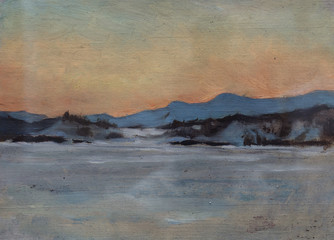 landscape, oil painting, hand made