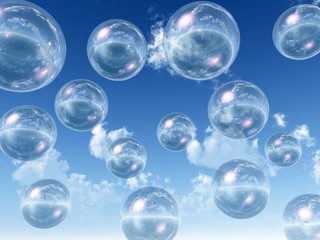transparent balls on the sky background