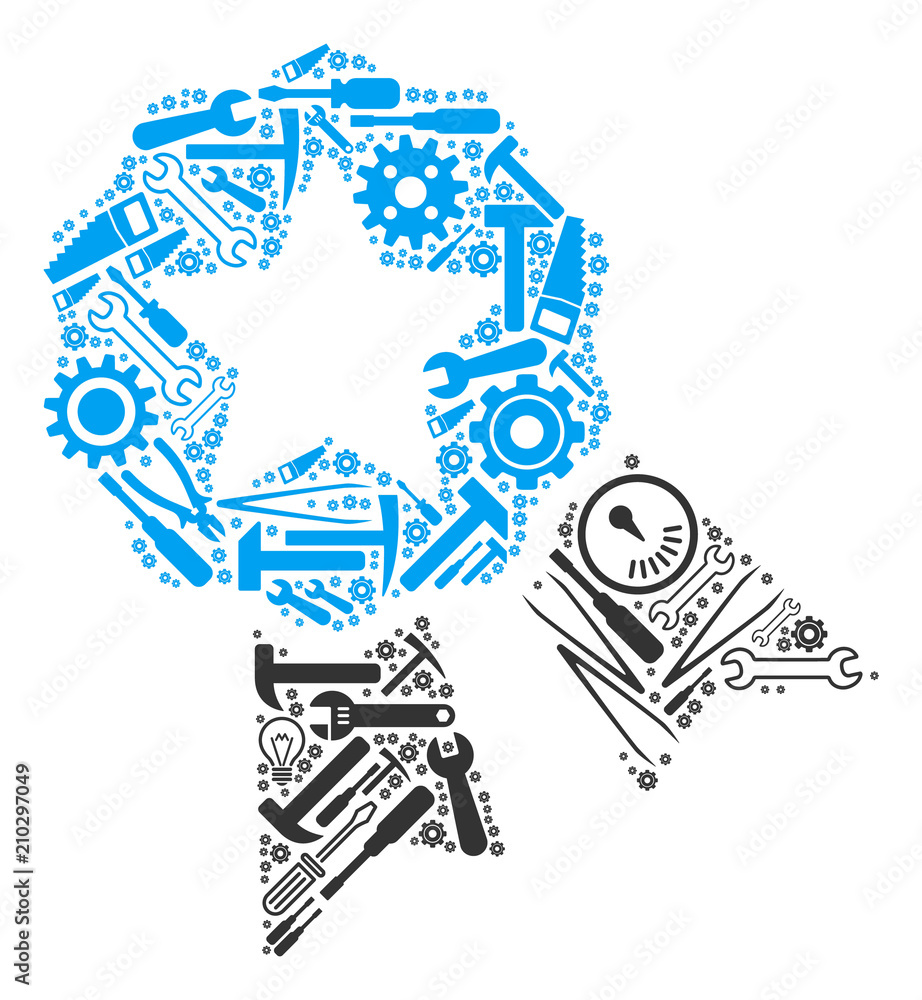 Poster quality composition of workshop tools. vector quality icon is designed with gear wheels, screwdriver