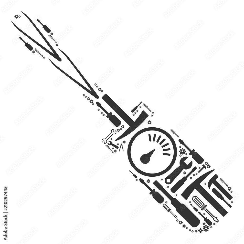 Poster screwdriver composition of repair instruments. vector screwdriver icon is constructed of cogs, screw