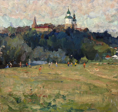 landscape, oil painting, hand made