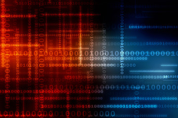 2d illustration abstract digital binary data on computer screen