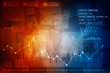 2d rendering Stock market online business concept. business Graph 