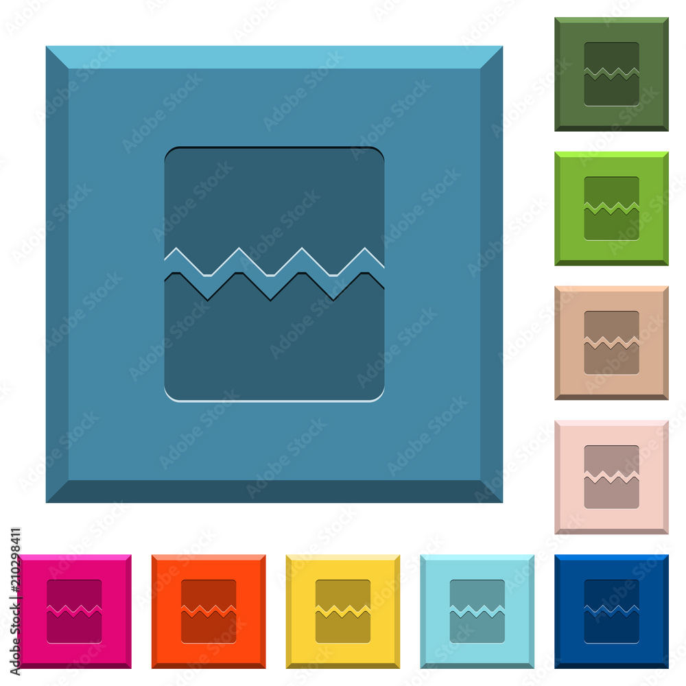 Poster page break engraved icons on edged square buttons