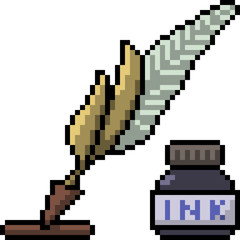 vector pixel art feather pen