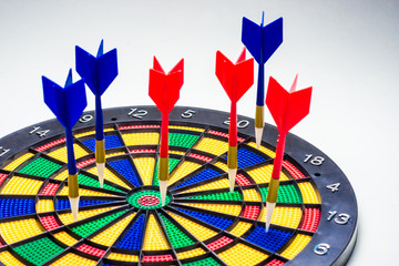 Target, metaphor for success, winner concept, isolated on white background with clipping path, dart