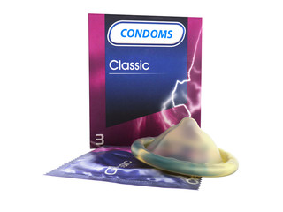 condom pack 3d render on a white background no shadow