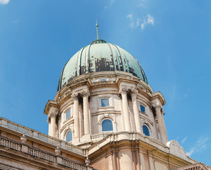 Buda castle and National Gallery dome in Budapest, Hungary