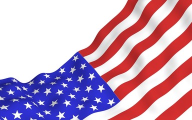 Waving flag of the United States of America. Stars and Stripes. State symbol of the USA. 3D illustration