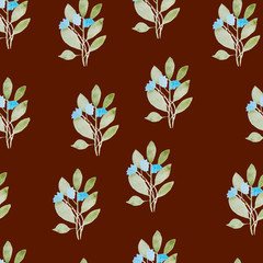 pattern, watercolor flowers, blue flowers