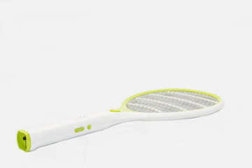 Electric mosquito killer racket net, height voltage racket machine on the white background.