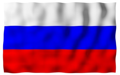 Waving flag of the Russian Federation. The National. State symbol of the Russia. 3D illustration