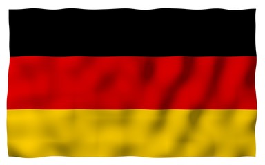 Flag of Germany. Wide format 3D illustration. State symbol of the Federal Republic of Germany. 3D rendering