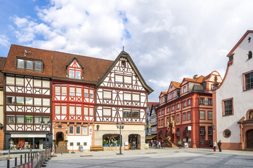 Tauberbischhofsheim, Marktplatz, Liobakirche, Rathaus - obrazy, fototapety, plakaty
