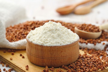 Buckwheat flour on the table