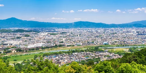 Papier Peint photo Lavable Kyoto 嵐山から眺める京都の町並みと東山
