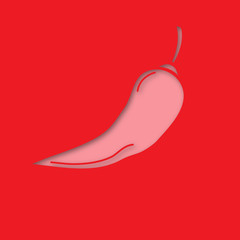 Red hot chili pepper paper cut out icon