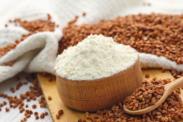 Buckwheat flour on the table