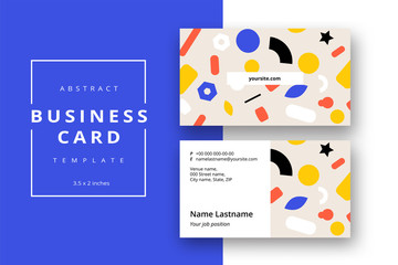 Trendy minimal abstract business card template with bright layout. Modern corporate stationery id layout with geometric pattern. Vector fashion background design with information sample name text.