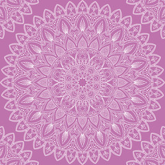 Seamless pattern with mandala ornament. Hand drawn vector illustration