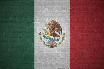 Flag of Mexico on brick wall background, 3d illustration