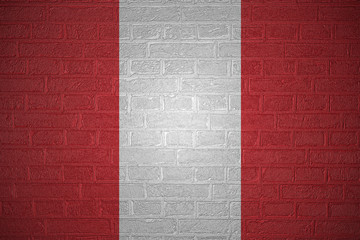 Flag of Peru on brick wall background, 3d illustration