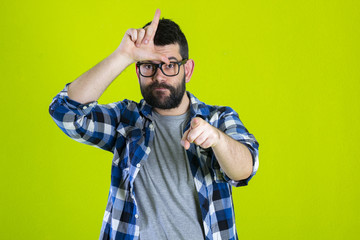 Person making loser sign