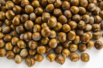 Close up of hazelnuts